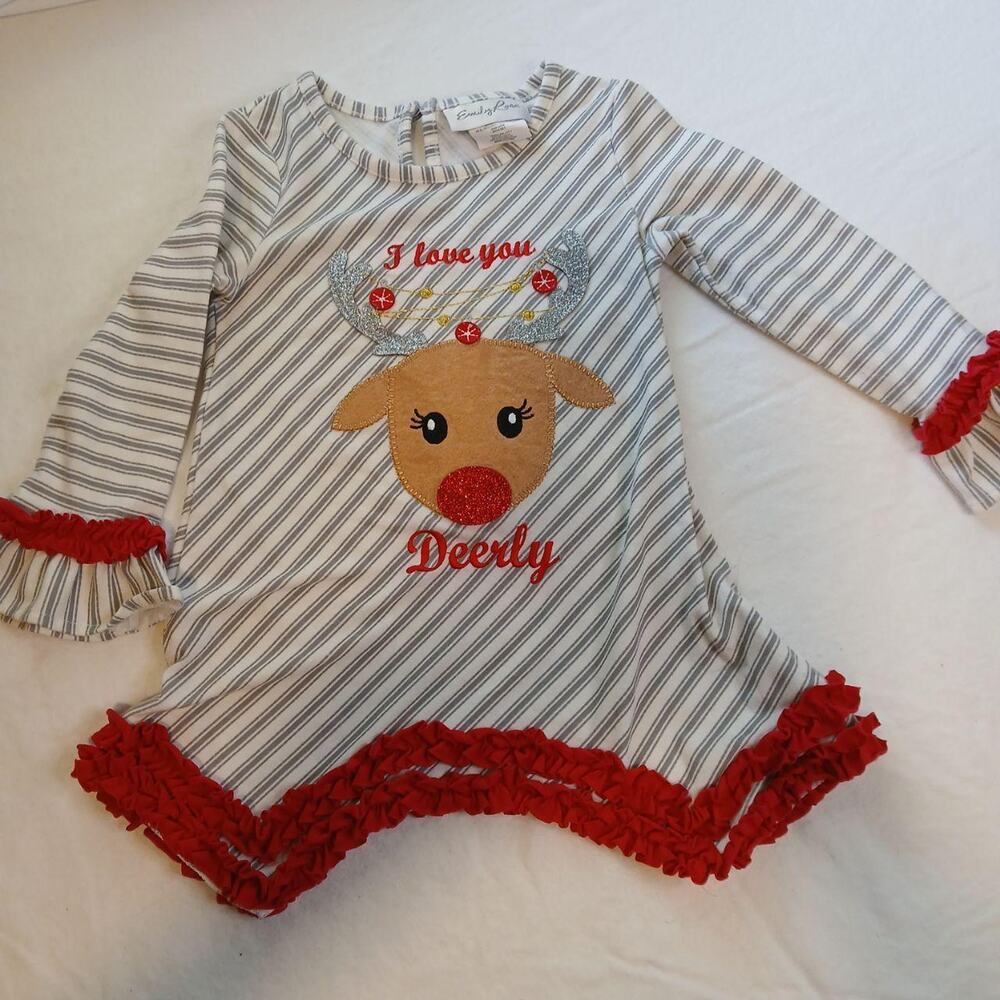 Emily Rose gray-and-white striped children's holiday dress 3T